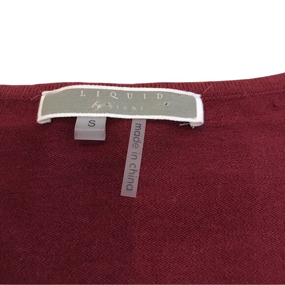 Liquid by Sioni burgundy studded jewel v neck wool blend sweater size small - Picture 4 of 6